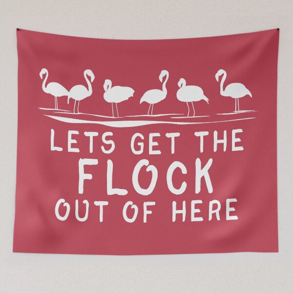 Item preview, Get the Flock Out – Funny Flamingo Pun Design - White designed and sold by Fun Funky Designs.