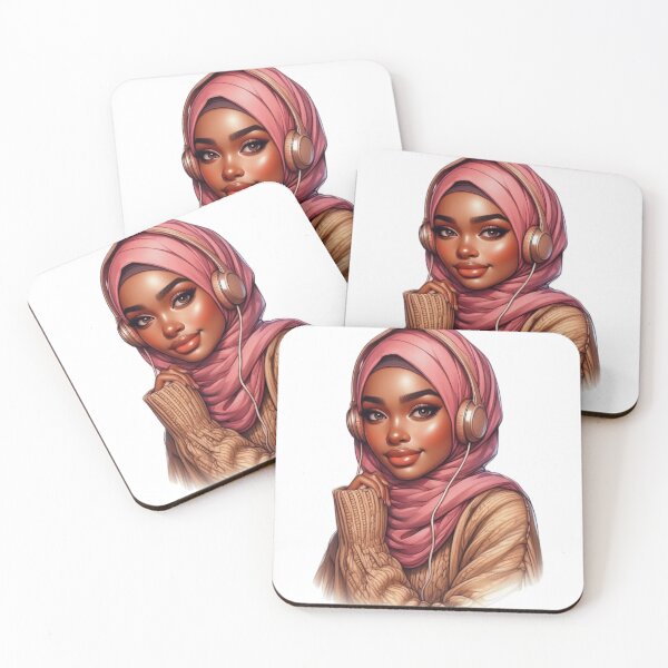 Item preview, Stylish Hijabi Girl with Headphones | Modern Muslim Woman Art designed and sold by Lulunza.