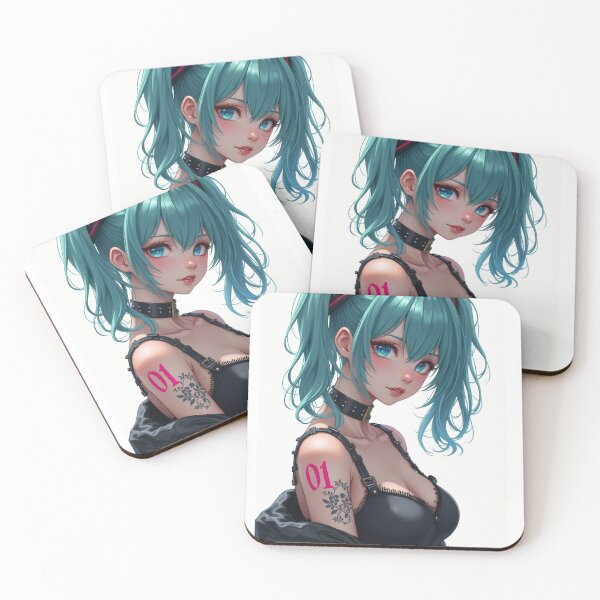 Item preview, Anime Girl with Teal Hair and Tattoo designed and sold by PatiMood.