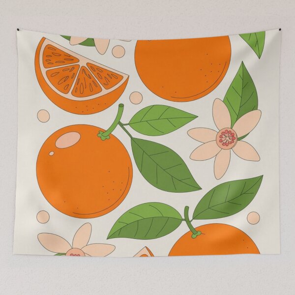 Item preview, Orange Fruit and Blossom Illustration designed and sold by PatiMood.