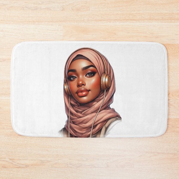 Item preview, Beautiful Muslim Girl in Hijab | Headphones Cartoon Artwork designed and sold by Lulunza.