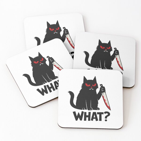 Item preview, Evil Cat With Knife –what cat  Funny Dark Humor T-Shirt designed and sold by Trendora Studio.
