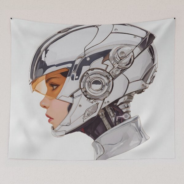 Item preview, Chrome Cyborg Futuristic Poster | Winged Helmet Space Age | Digital Sci-Fi Art 4 designed and sold by Velvetcosmonova.