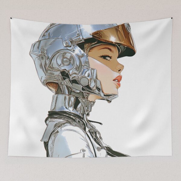 Item preview, Chrome Cyborg Futuristic Poster | Winged Helmet Space Age | Digital Sci-Fi Art 3 designed and sold by Velvetcosmonova.