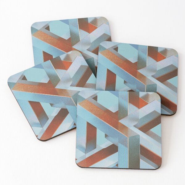 Item preview, Metallic Geometric Lattice in Blue and Rust designed and sold by HausKatz.