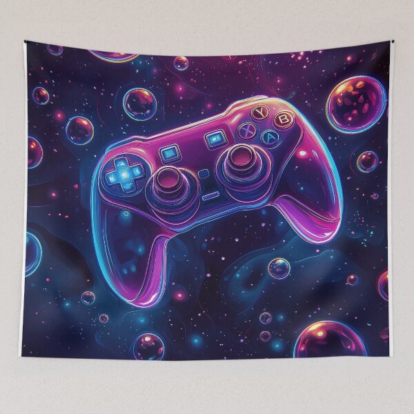 Item preview, Neon Game Controller in Space Bubbles designed and sold by davidonstudio.