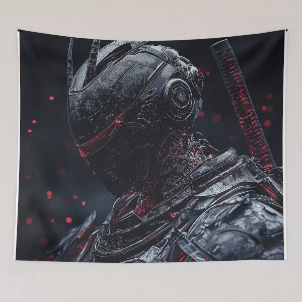 Item preview, Cyberpunk Samurai Warrior with Red Accents designed and sold by davidonstudio.