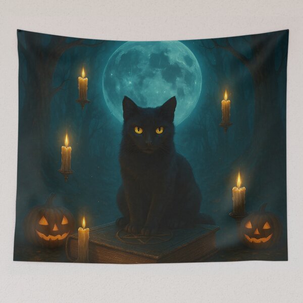 Item preview, Black Cat with Magic Book and Candles designed and sold by Ngothaovinh.