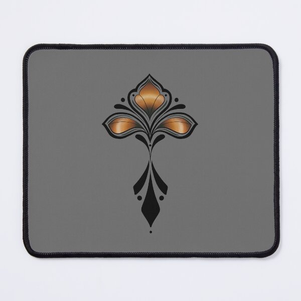 Item preview, Golden Art Nouveau Floral Motif: Symmetrical Metallic Petal Design on Black Background designed and sold by Vikiink.