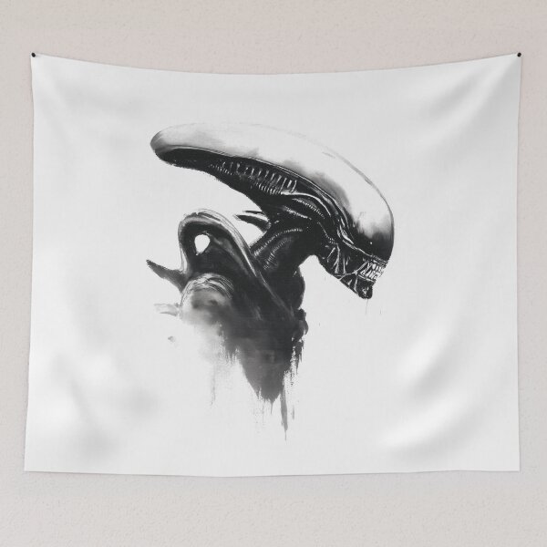 Item preview, Xenomorph Alien Portrait Sumi Ink Painting designed and sold by blackdogshop.
