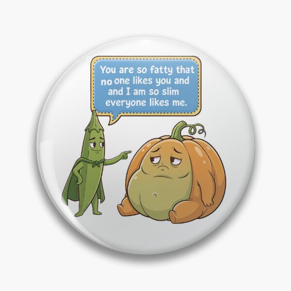 Item preview, Body Shaming Awareness – Sad Pumpkin vs Proud Okra Cartoon designed and sold by DroolWorthyUS.