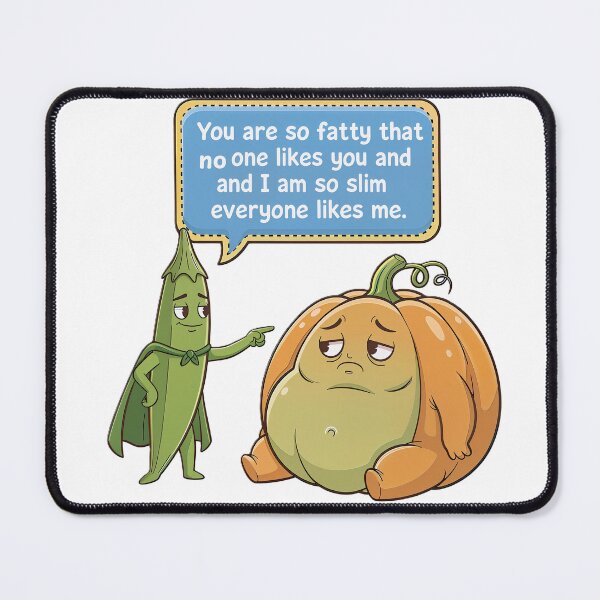 Item preview, Body Shaming Awareness – Sad Pumpkin vs Proud Okra Cartoon designed and sold by DroolWorthyUS.