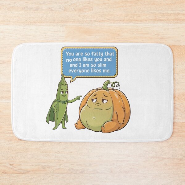Item preview, Body Shaming Awareness – Sad Pumpkin vs Proud Okra Cartoon designed and sold by DroolWorthyUS.