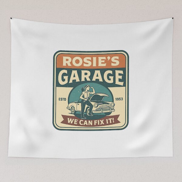 Item preview, Rosie's Garage - We Can Fix It! - Vintage Pin-Up Mechanic Art designed and sold by RedDelaney.