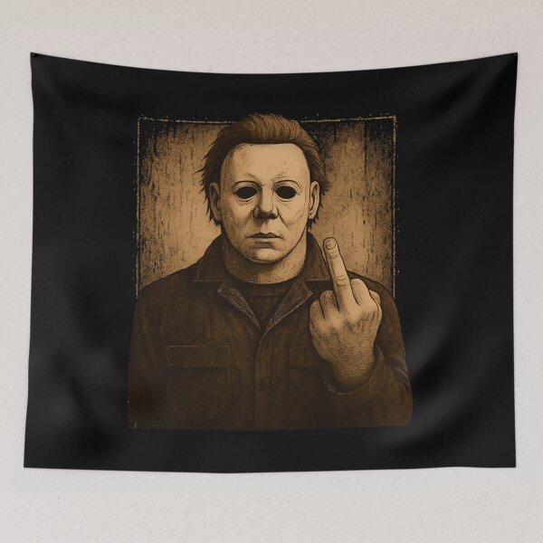 Item preview, halloween horror, spooky season, movie icon, horror film, scary movie, halloween icon, movie character, slasher film, horror character, middle finger, film icon designed and sold by chiodiletoilu.