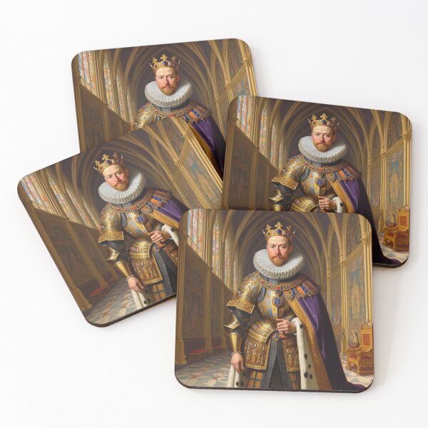Item preview, Portrait of a European royal  King or Emperor in ornate armor and large Rufff collar designed and sold by Vintage Designs +.