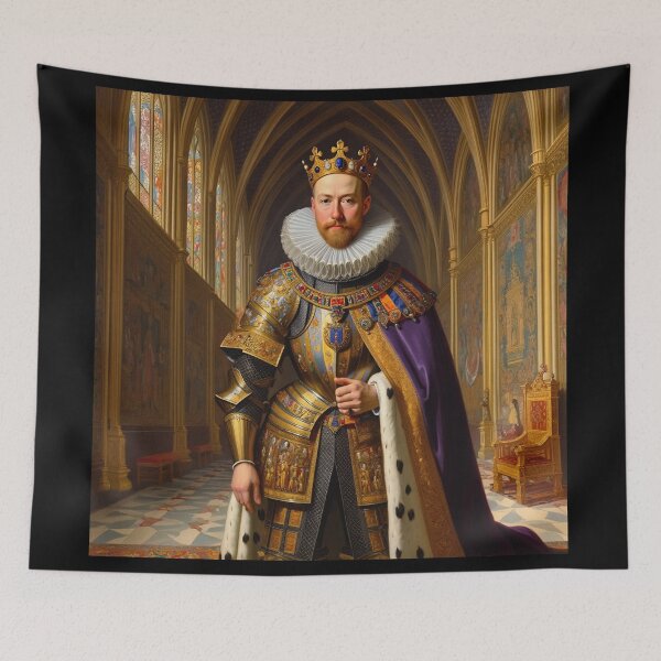 Item preview, Portrait of a European royal  King or Emperor in ornate armor and large Rufff collar designed and sold by Vintage Designs +.
