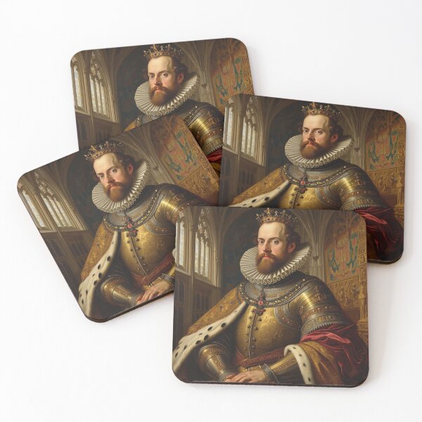 Item preview, Portrait of a European royal  King or Emperor in ornate armor and large Rufff collar designed and sold by Vintage Designs +.
