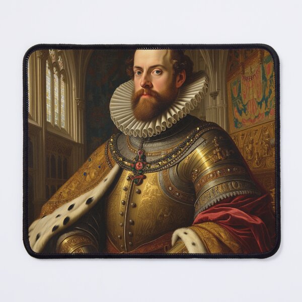 Item preview, Portrait of a European royal King or Emperor in ornate armor and large Rufff collar designed and sold by Vintage Designs +.