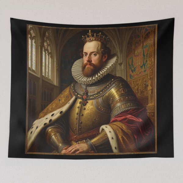 Item preview, Portrait of a European royal  King or Emperor in ornate armor and large Rufff collar designed and sold by Vintage Designs +.