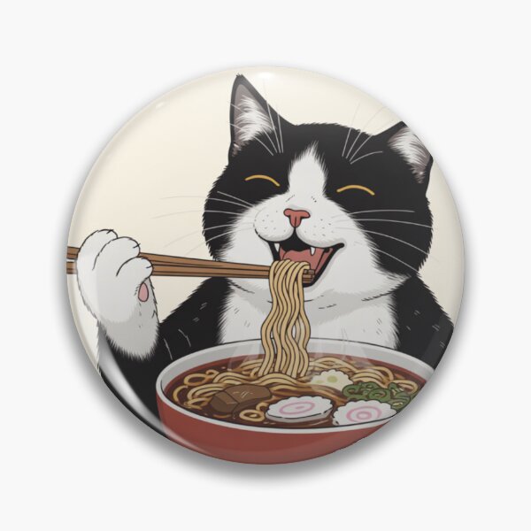 Item preview, Ronroneando con ramen | Felino relajado designed and sold by WhatTheShopDesigns.