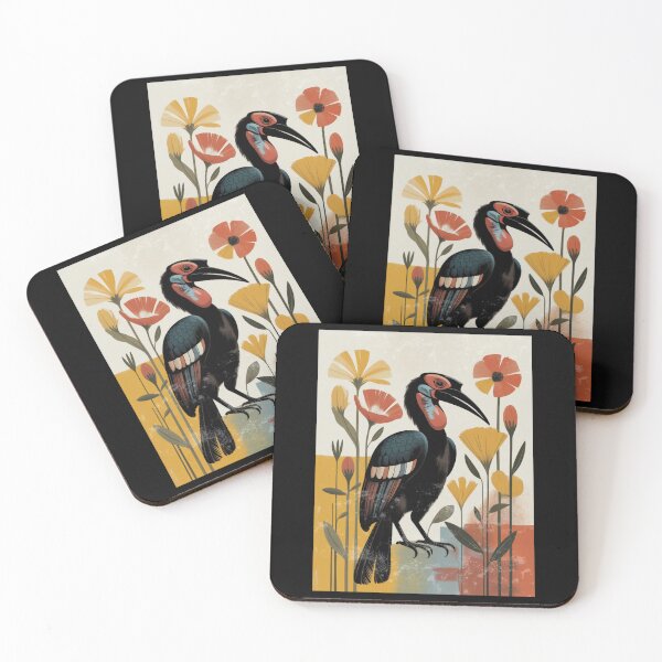 Item preview, Southern Ground Hornbill – Retro Wildflower Mood designed and sold by Ania_BM.