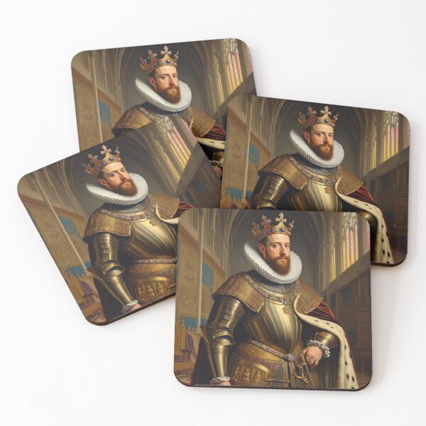 Item preview,  Portrait of a European royal  King or Emperor in ornate armor and large Rufff collar designed and sold by Vintage Designs +.