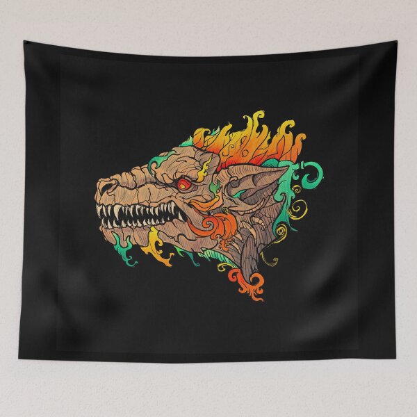Item preview, Cool retro horror Heavy Metal monster flaming evil creature design artwork illustration designed and sold by Vintage Designs +.