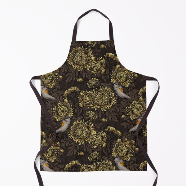 Item preview, Redstarts in the chrysanthemums in brown and yellow designed and sold by Katerina Mitkova Kirilova.