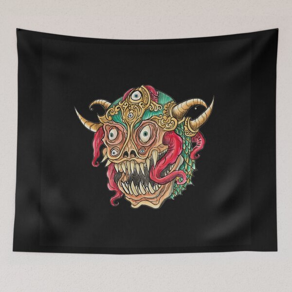 Item preview,  Cool retro horror Heavy Metal monster flaming evil creature design artwork illustration designed and sold by Vintage Designs +.