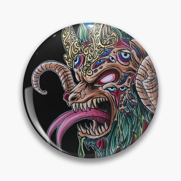 Item preview, Cool retro horror Heavy Metal ram beast monster flaming evil creature design artwork illustration designed and sold by Vintage Designs +.