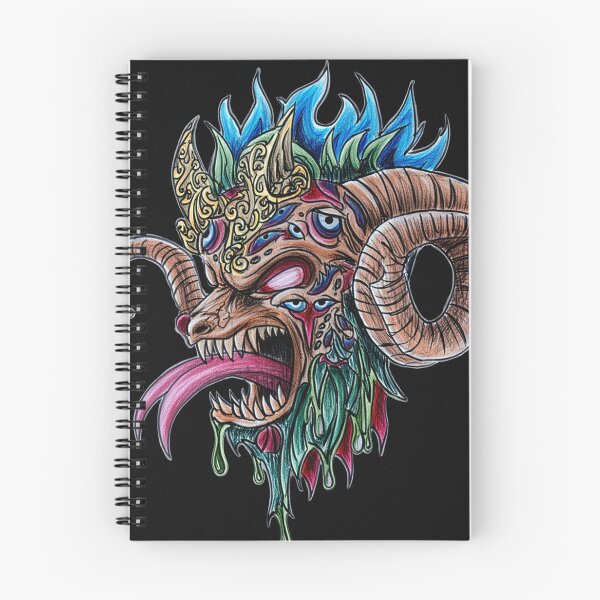 Item preview, Cool retro horror Heavy Metal ram beast monster flaming evil creature design artwork illustration designed and sold by Vintage Designs +.