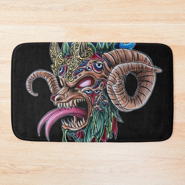 Item preview, Cool retro horror Heavy Metal ram beast monster flaming evil creature design artwork illustration designed and sold by Vintage Designs +.
