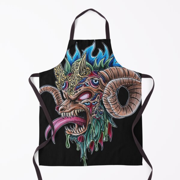 Item preview, Cool retro horror Heavy Metal ram beast monster flaming evil creature design artwork illustration designed and sold by Vintage Designs +.