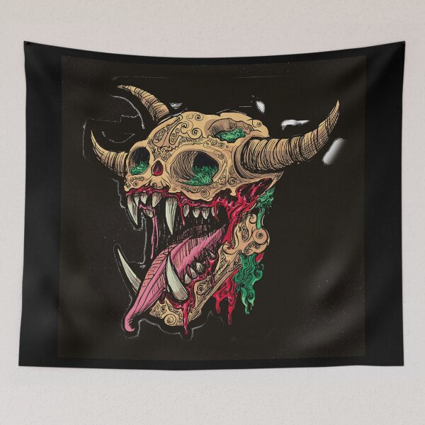 Item preview, Cool retro horror Heavy Metal monster flaming evil creature design artwork illustration designed and sold by Vintage Designs +.