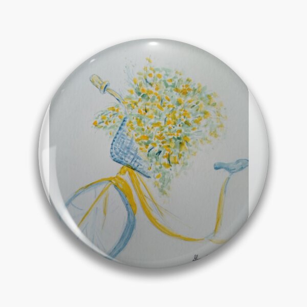 Item preview, Yellow bike with flowers Original Watercolor Painting designed and sold by GwendolynLee.