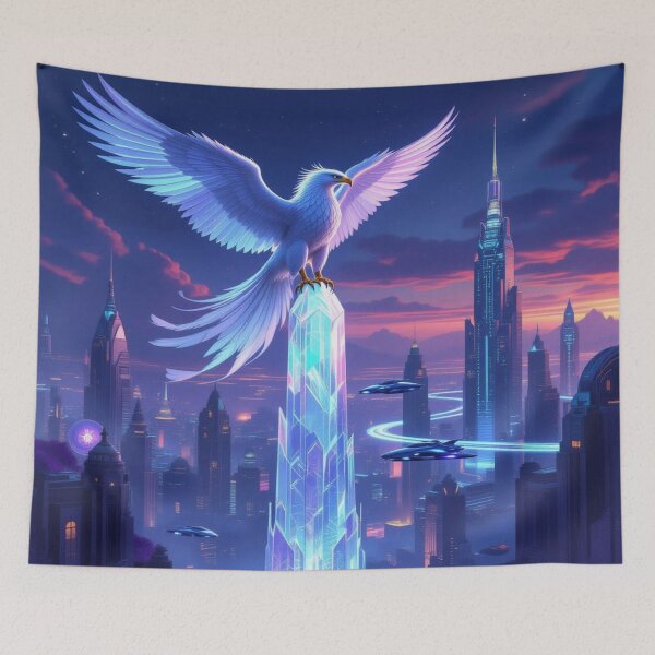Item preview, Skyborn Vision – Where wings of light glide over crystal towers and the future whispers softly designed and sold by FotoworldEdel.