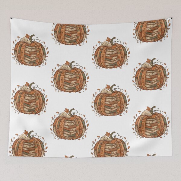 Item preview, vintage Fall Book Pumpkin illustration Retro Reading Halloween Teacher designed and sold by LuxeGraphix.