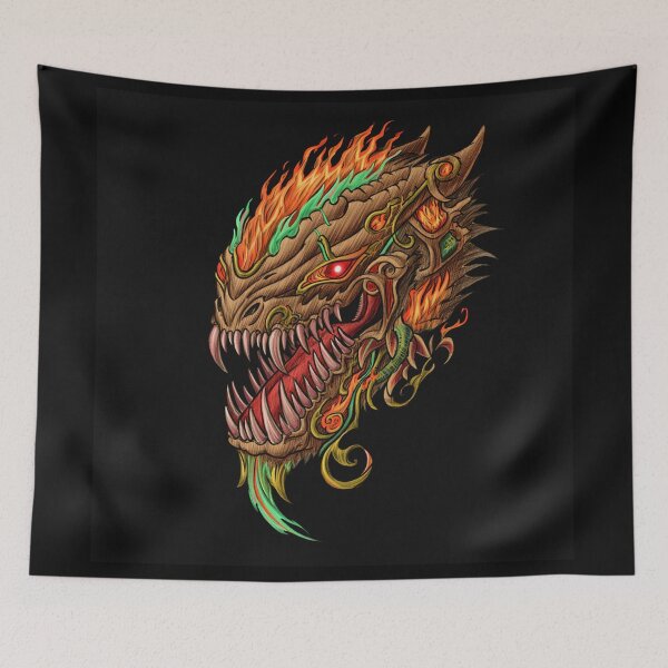 Item preview, Cool retro horror Heavy Metal monster flaming evil creature design artwork illustration designed and sold by Vintage Designs +.