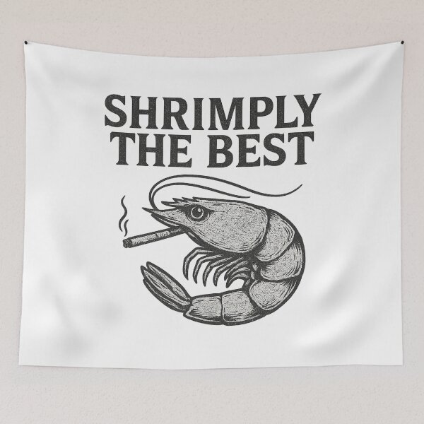 Item preview, Shrimply The Best Retro Smoking Shrimp  designed and sold by WhoopsieWorld.