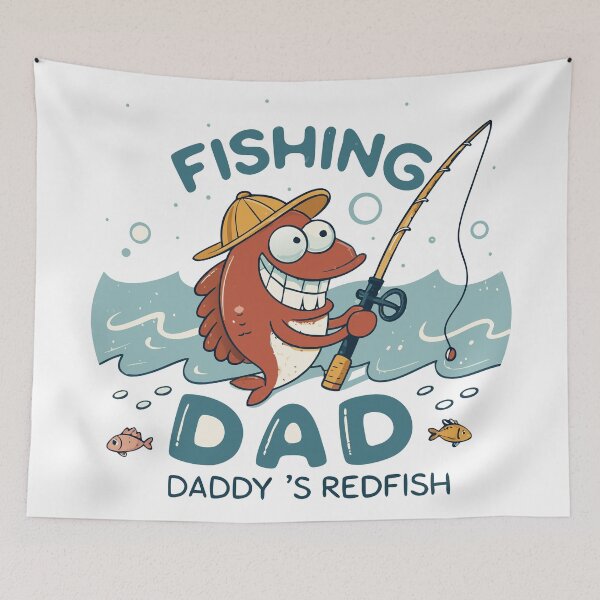 Item preview, Cartoon Redfish Fishing Dad  – Fun Gift for Fathers Who Love Fishing designed and sold by VividOrganica.