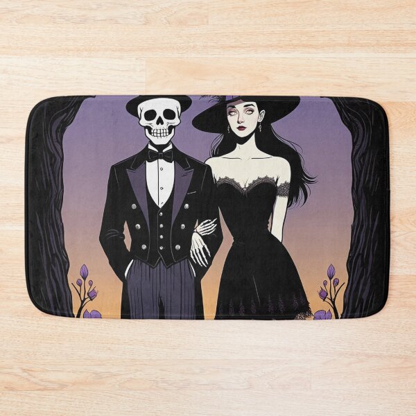 Item preview, Fancy dapper Skeleton man and Witch girl cool horror art designed and sold by Vintage Designs +.