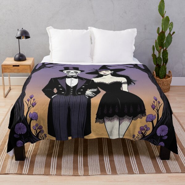 Item preview, Fancy dapper Skeleton man and Witch girl cool horror art designed and sold by Vintage Designs +.