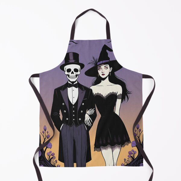 Item preview, Fancy dapper Skeleton man and Witch girl cool horror art designed and sold by Vintage Designs +.
