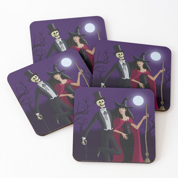 Item preview,  Fancy dapper Skeleton man and Witch girl cool horror art designed and sold by Vintage Designs +.