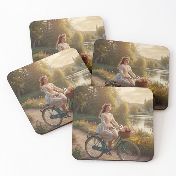 Artikelvorschau, Graceful Woman on Bicycle by the River Meadow entworfen und verkauft von BlareBlare.