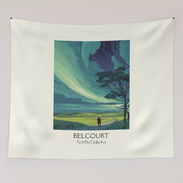 Item preview, Belcourt North Dakota Vintage Poster | Northern Lights Art Print | Turtle Mountain Scenery Decor designed and sold by TuncGK.