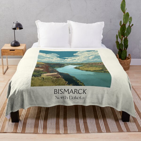 Item preview, Bismarck North Dakota Vintage Poster | Missouri River Bluffs Art Print | State Capital Scenery Decor designed and sold by TuncGK.