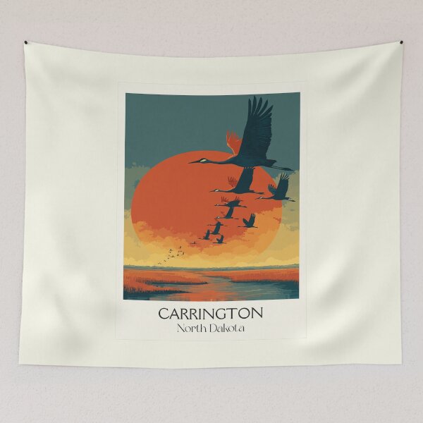 Item preview, Carrington North Dakota Vintage Poster | Prairie Wetlands Art Print | Migratory Bird Scenery Decor designed and sold by TuncGK.