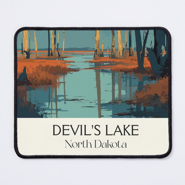 Item preview, Devils Lake North Dakota Vintage Poster | Flooded Forest Scenery Art Print | Lake Region Decor designed and sold by TuncGK.